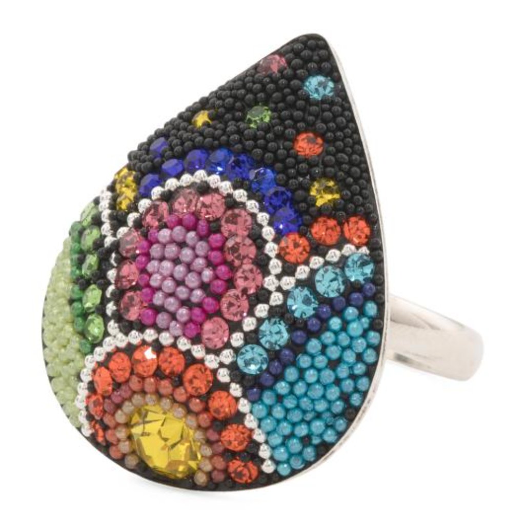 Seed & Sage Made In Mexico Sterling Silver Crystal Pear Shaped Ring